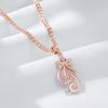 Shiny Natural Zircon Flower Pendant Necklace For Women Fashion  Rose Gold Color Ethnic Bridal Wedding Jewelry