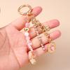 Fashion Summer Beach Shell Starfish Keychain Pearl Crystal Key Ring Pendants for Women Girls Handbag Decor DIY Jewelry Gifts