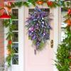 Year Round Wreath 19.7 Inch Purple Lavender Tulip Teardrop Wreath Artificial Floral Swag with Green Leaves Front for Wedding
