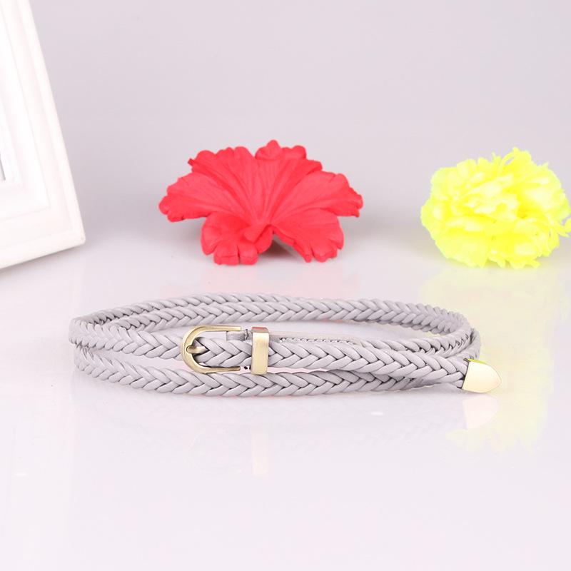 New Hand-Woven Women's Pin Buckle Thin Belt