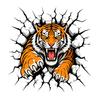 Removable Vinyl Wall Stickers 3D Tiger Stickers, Peel And Stick Roaring Decals, PVC Modern Decoration Ideas Art Mural Decor, Realistic Cracked Sticker