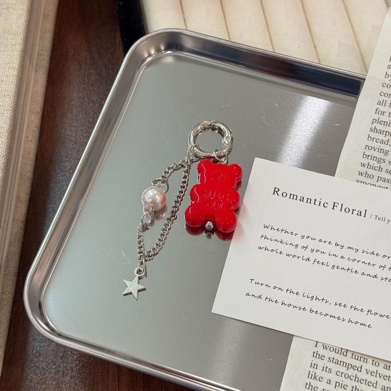 Cute Colorful Gummy Bear Keychains With Pearl And Star Charms For Backpack Decor Gifts For Girls Teens
