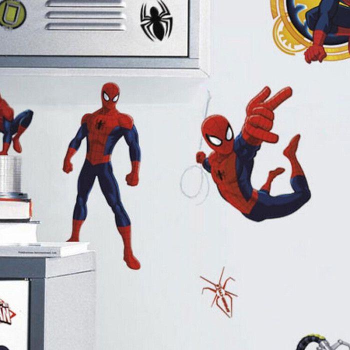 Stickers Spiderman repositionnables - ROOMMATES - Lot de 22 - Thème Cinéma - Décoration murale