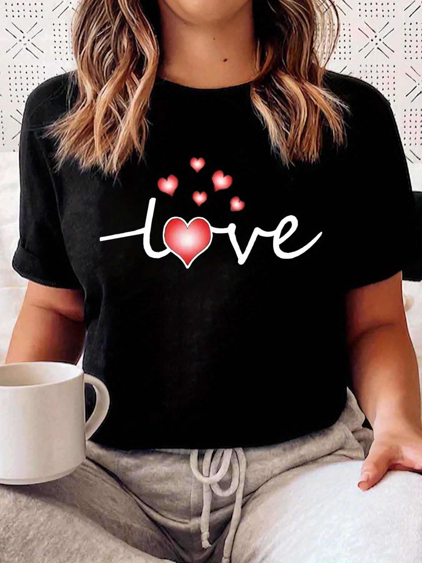 ValentineS Day Theme Heart Graphic Print WomensShirt WomenS ValentineS Day Casual Fashionable Comfortable Aesthetic Clothes S