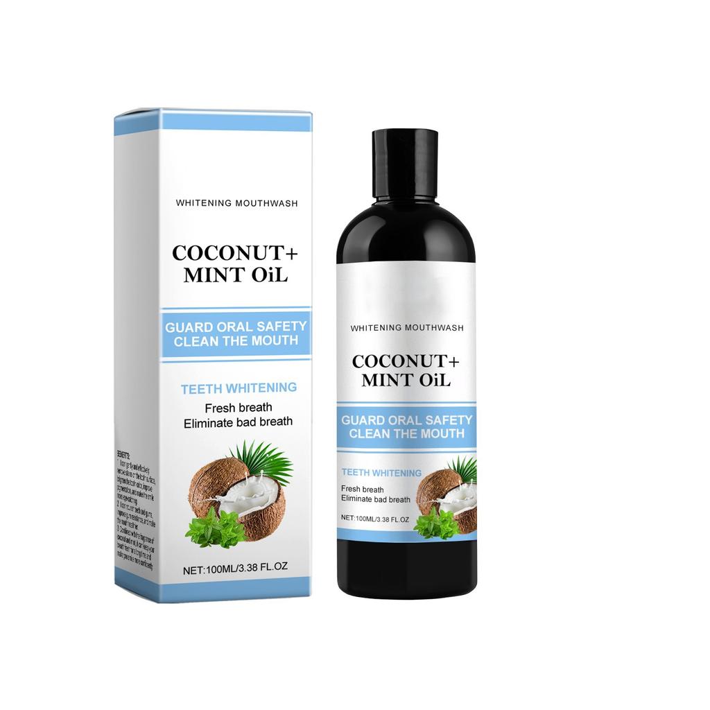 Oil Pulling s olejem se škrabkou na jazyk uvnitř krabičky - Přírodní, Bezplatná ústní voda pro pomoc se svěžím dechem, bělením zubů a zdravějšími zuby 100 ml