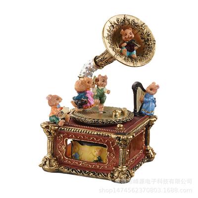 Retro-Spieluhr mit Ton Weihnachtsmaus-Spieluhr Mehrzweck-Klassisches Trompeten-Phonograph für Prinzessinnen-Mädchen & Freundinnen