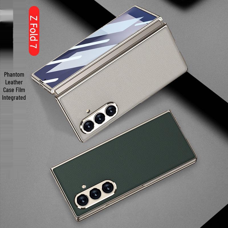 Solid Color Electroplated Leather Case for Samsung Z Fold7