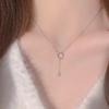 Circle Tassel Necklace Women's Light Luxury Niche Design Sense Geometric Zircon Clavicle Chain