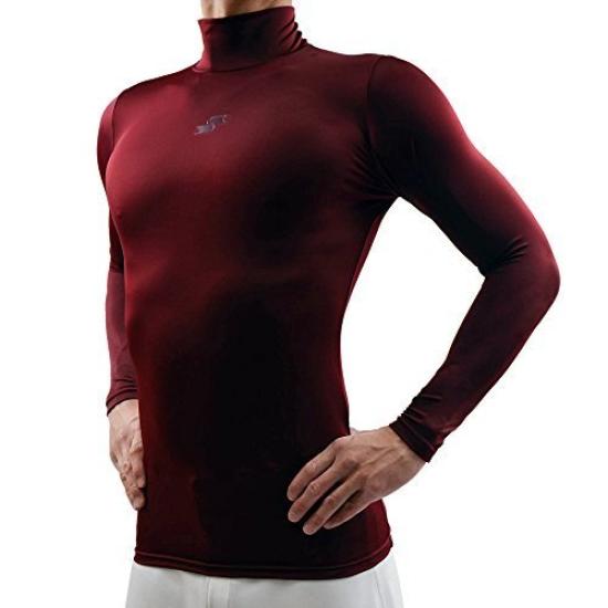 SSK Baseball Fitted High Long General Use Red Undershirt, Neck, Sleeve, (Dark (22), XO)