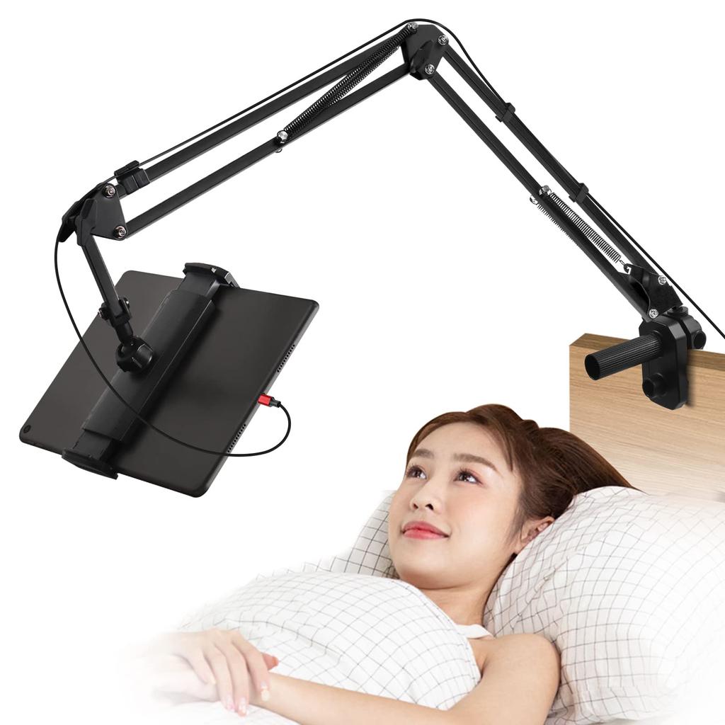 Tablet stand latest model with base and cable fixing Smartphone stand while 4 free angle tabletop rotating compatible with both vertical and