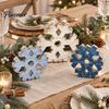 Winter Farmhouse Shelf Ornaments 3 Pcs Snowflake Wooden Signs, Rustic Table Decoration, Hollowed Out Crafts Block Sign for Christmas Tiered