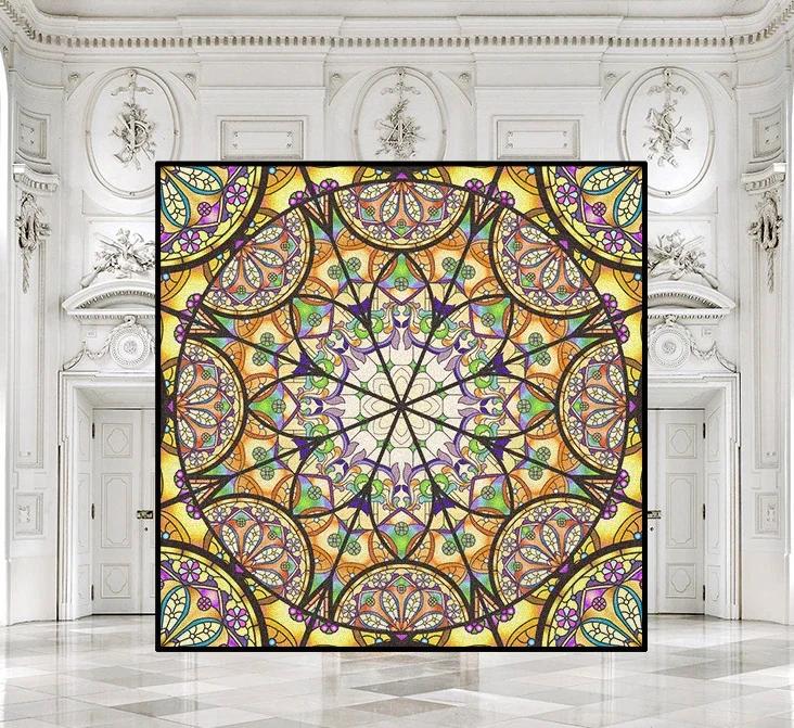 Customize Stained Glass Window Film Frosted Mosaic Grid Privacy Protection No Glue Decorative Bathroom Bedroom Kitchen Home Quality