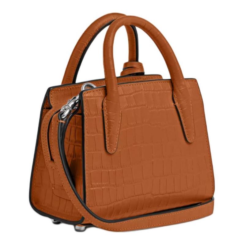 Coach 15 Logo Removable Shoulder Strap Crocodile Embossed Leather Shoulder Crossbody Handbag Mini Women's Washed Orange