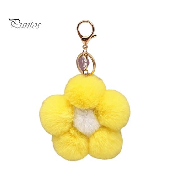 Aesthetic Handbag Pendant Plush Flower Keychain for Handbags, Five-petal Bag Charm, Backpack Hanging Accessory Fluffy Women