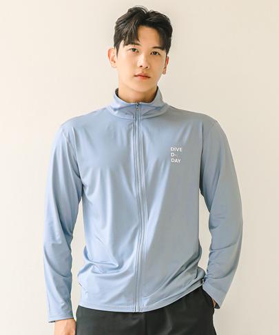 Tyubeuteuli Men'S Loose Fit Zip-Up Rash Guard Blooming Wash A705