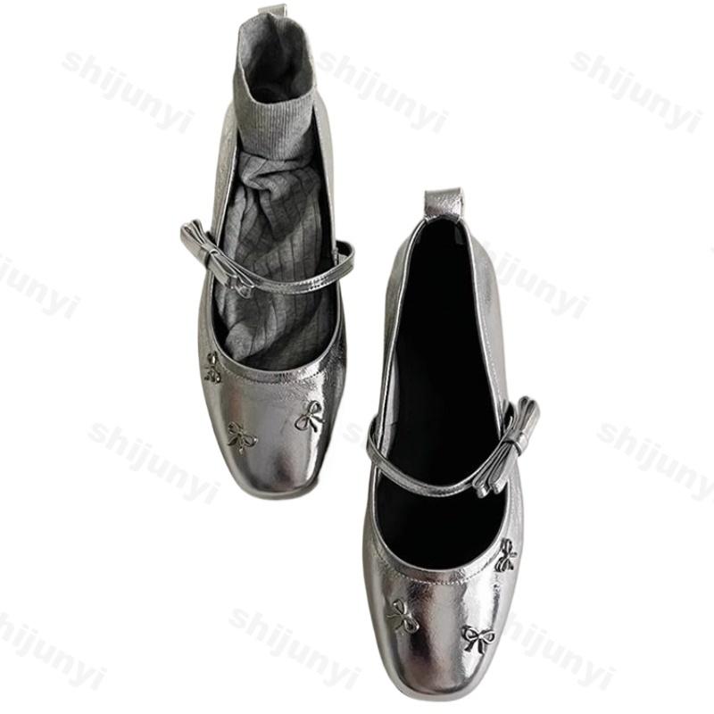 Fashion Women Leather Shoes 2025 Autumn New Fashion Bow Knot Luxury Mary Jane Shoes Lightweight Comfortable Slip Om Outdoor Casual Shoes