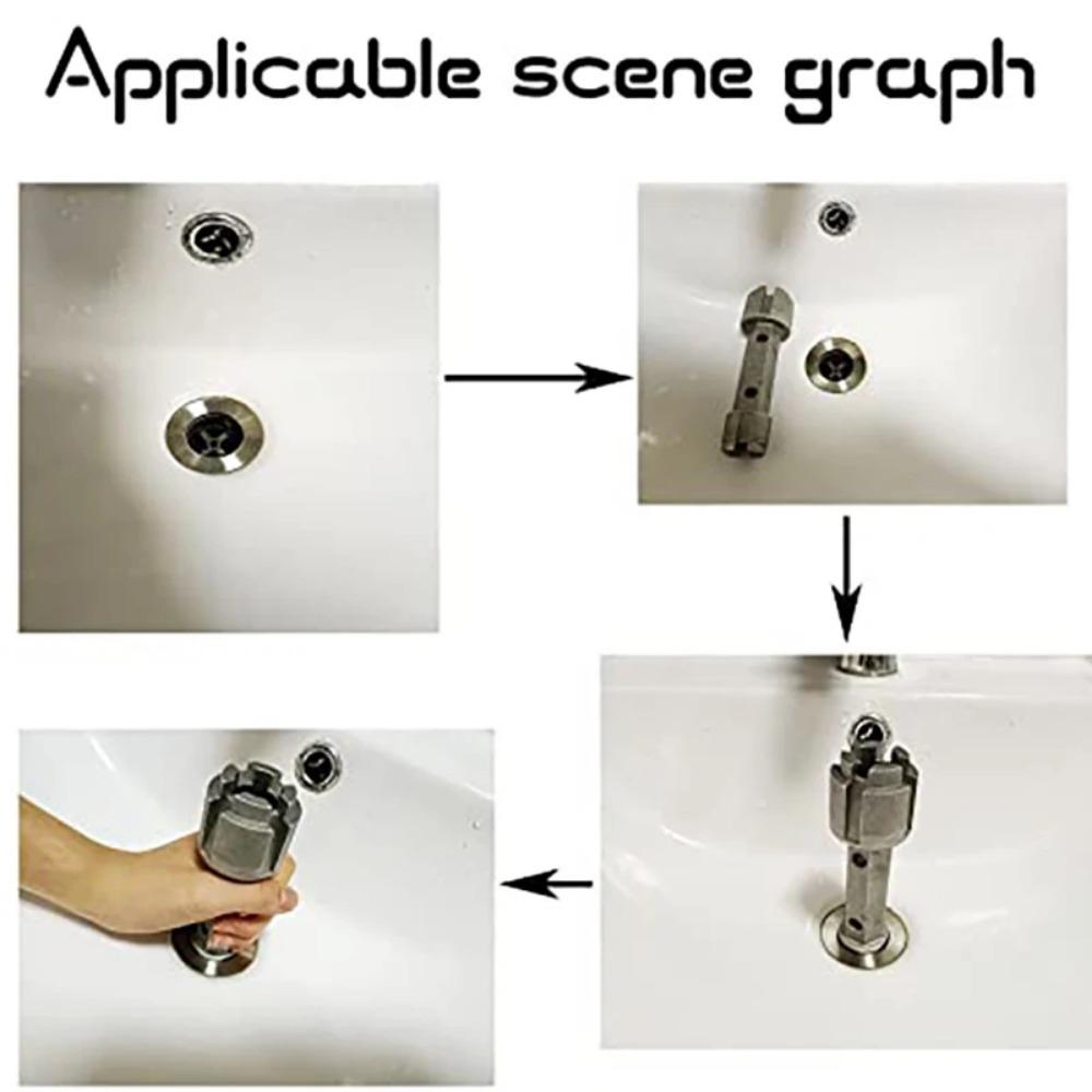 Tub Drain Remover Wrench Dual Ended Drain Wrench Tool Zinc Alloy Wrench for Bathroom