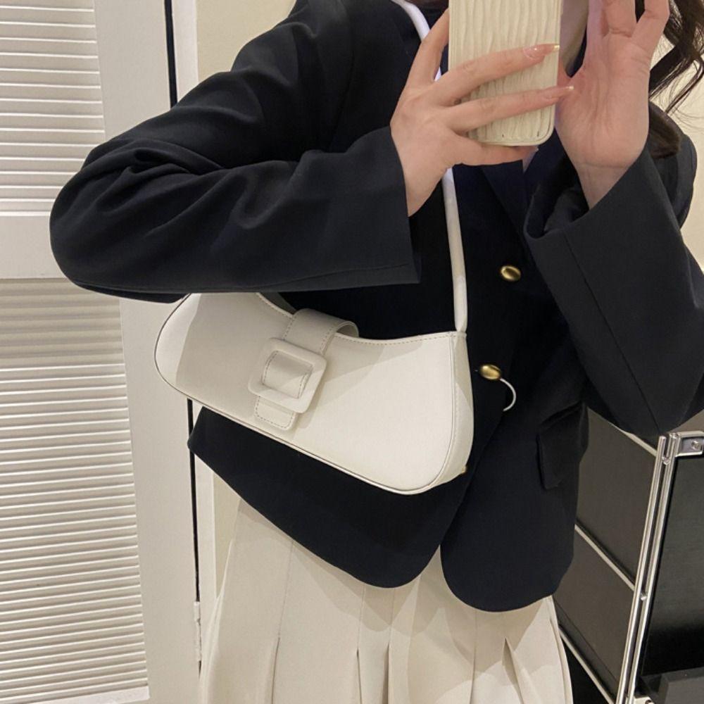 PU Leather Underarm bag Women Large Capacity Ladies Luxury Handbags Half-moon Tote Bag  Girls