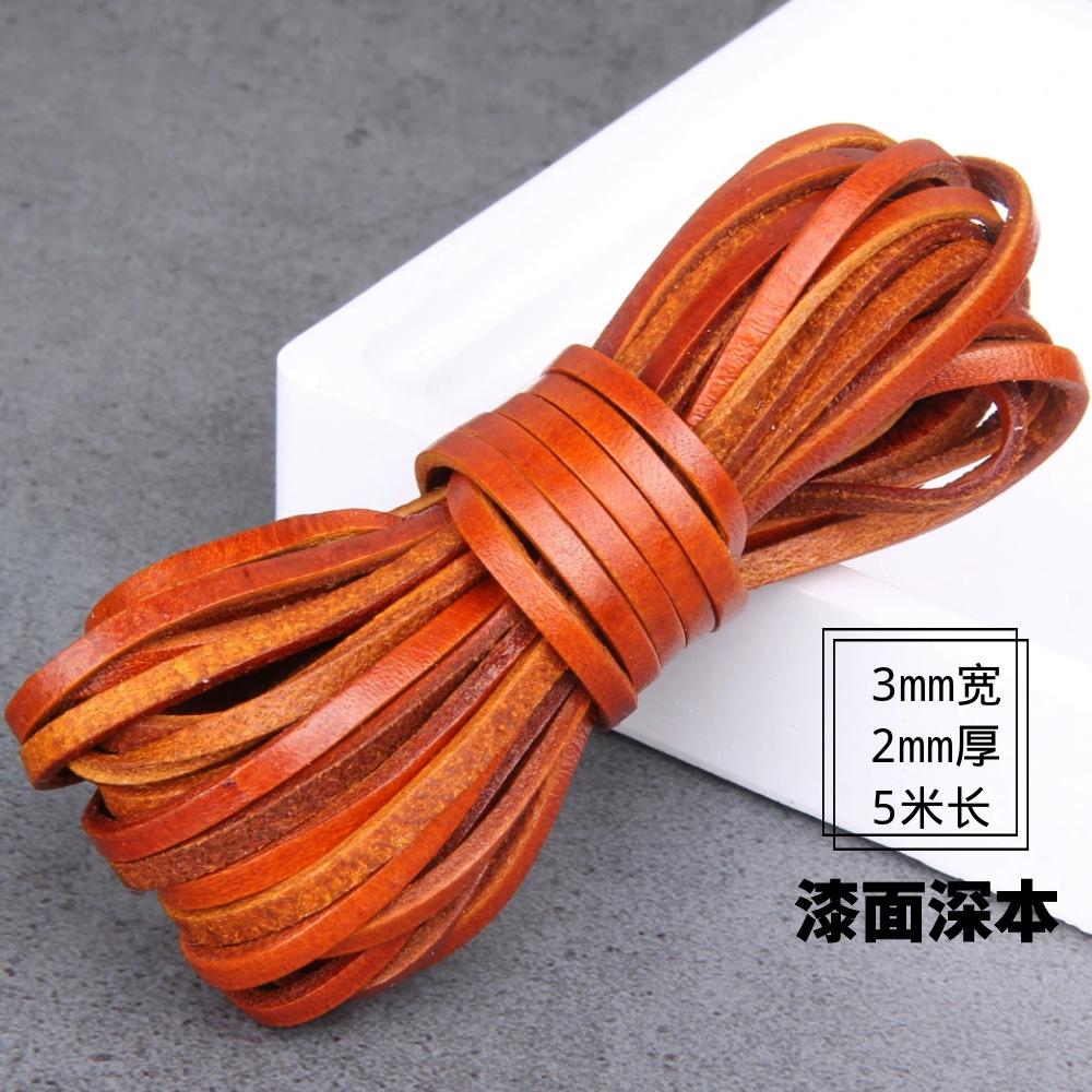 Diy Jewelry Material Handmade Beaded Accessories, Real Cowhide Strip 3Mm Wide First Layer Flat Leather Rope Bracelet Necklace Rope