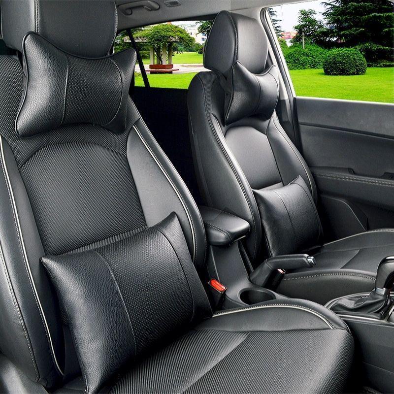Appuie-têtes et Coussinets de Soutien Lombaire pour Voiture en Cuir Véritable Toutes Saisons