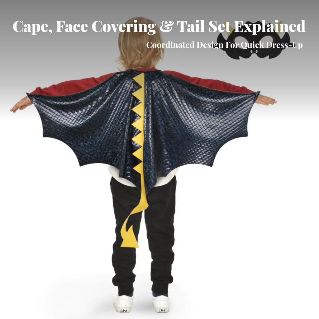 Dinosaur Cape Shiny Costume with Mask Sparkling for Halloween, Kids