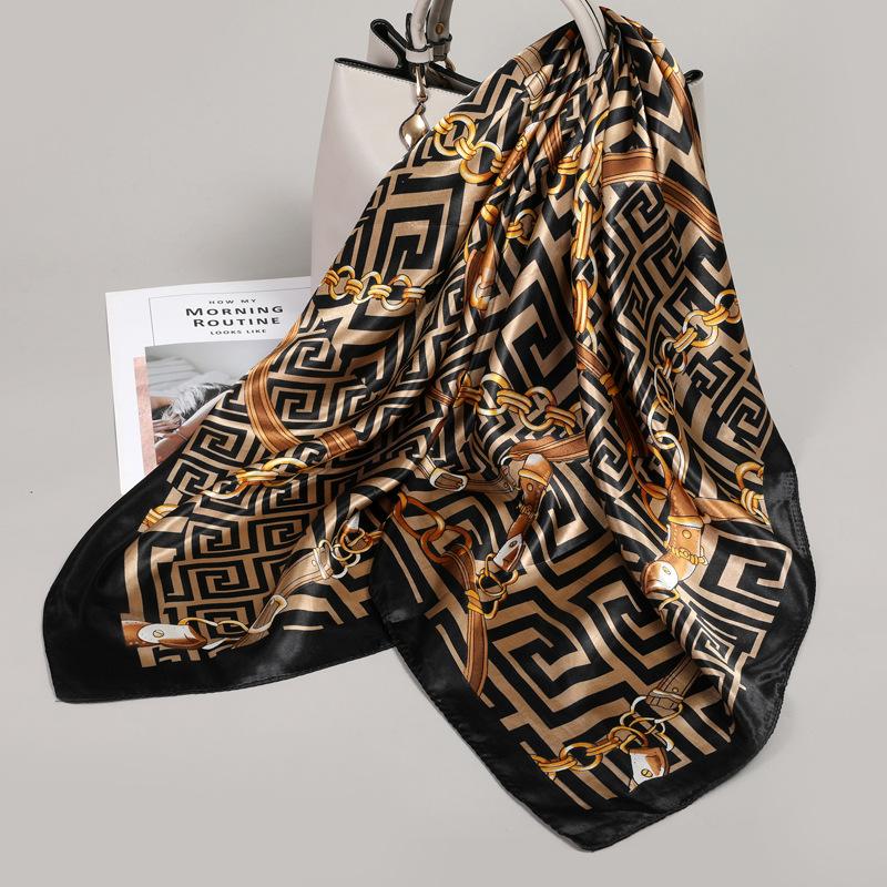 90 Square Scarves, Silk Scarves, Women's New Spring and Summer High-end Sense Versatile, Thin Scarves, Shawls Outside