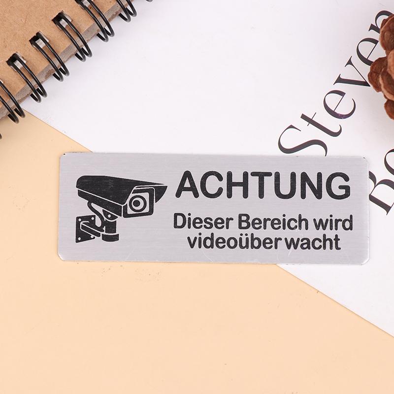 تحذير ملصق حائط مراقبة الفيديو ملصق معدني ديكورات للمنزل الباب الفناء الحديقة لبانل الباب ملصق للمساحة مع لاصق