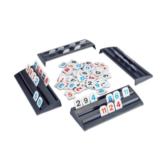 Rummy Cube Hra se 4 stojánky/tácky Děti Dospělí Klasická Rummy Hra s kameny Vzdělávací Multiplayer Mahjong Desková Bodovací Hra