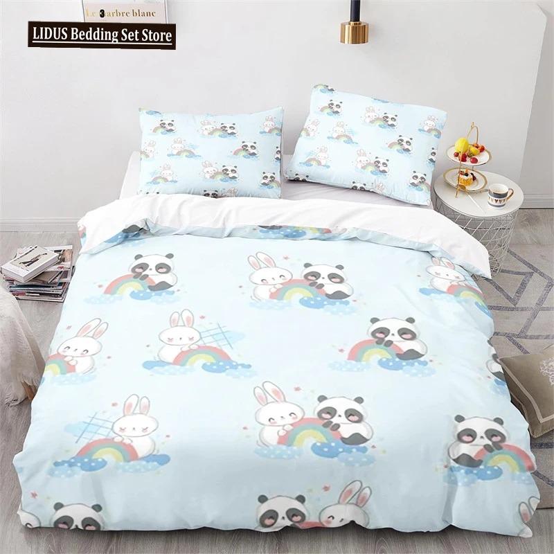 Copripiumino Animali Cartoni Animati Simpatico Set Letto Coniglio Arcobaleno Microfibra Fauna Selvatica Copripiumino Misura Singola Per Bambine Bambini Stanza Kawaii