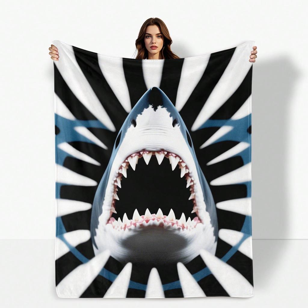 Shark Tooth Stripe Abstract Flannel Printed Blanket Suitable for All Seasons Suitable for Living Room Office Sofa and Travel