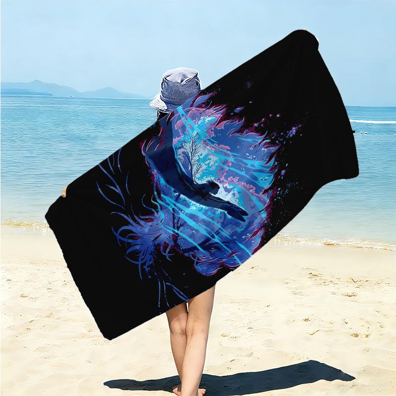 1Pc Mystical Warrior Portrait Beach Towel Microfiber Beach Towel Thin Absorbent For Beach Swimming Yoga Bath Sports 0917280