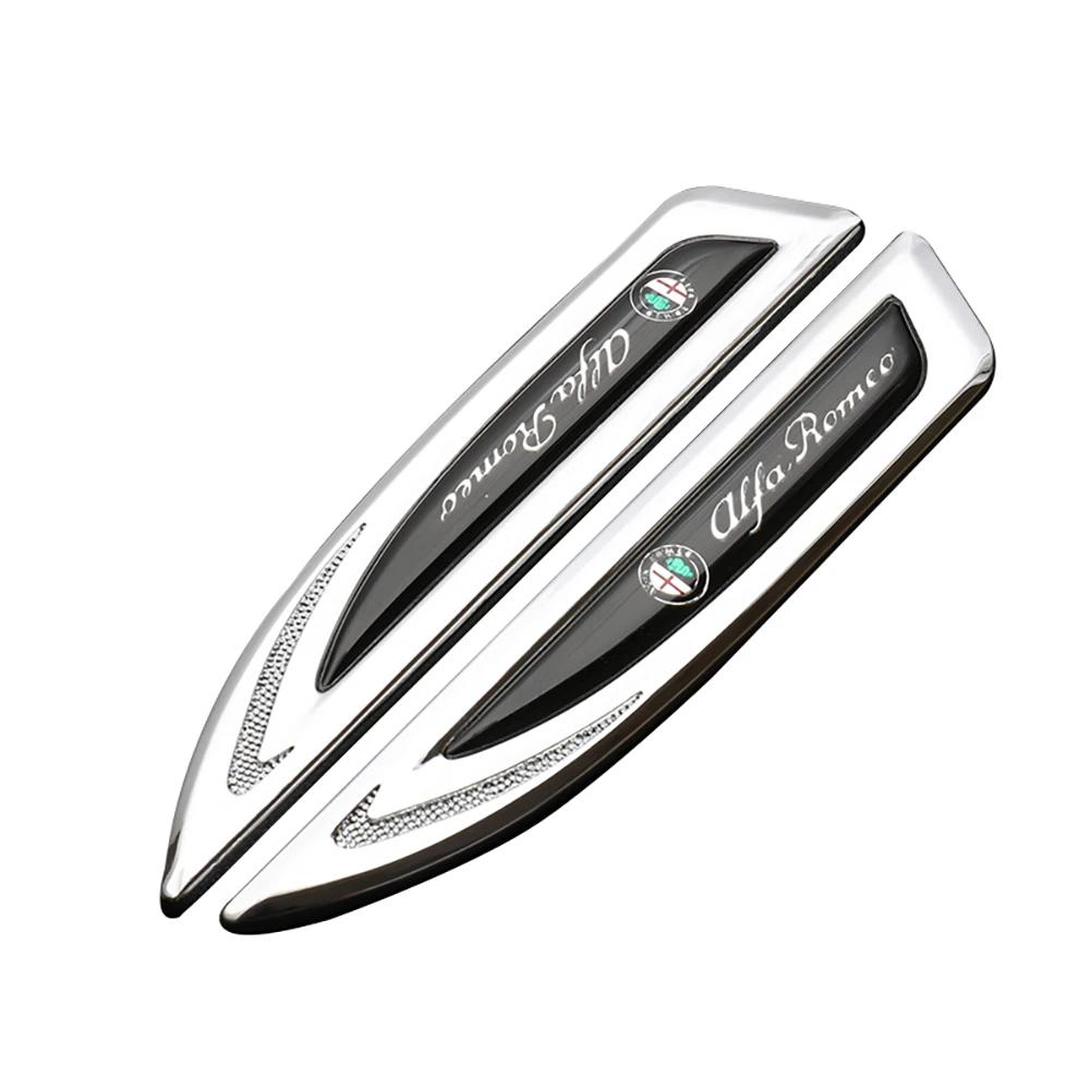 Hub Caps 2pcs 3D Metal Badges Decal Stickers Side Wing Knife Emblem Car Stickers For Alfa Romeo Giulietta GT 159 147 156 GiuliaS