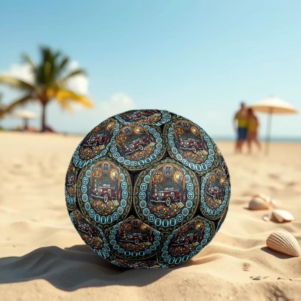 Vintage Car Glass Round Football Size 5 Adult Ball Suitable for Training Matches and Outdoor Team.