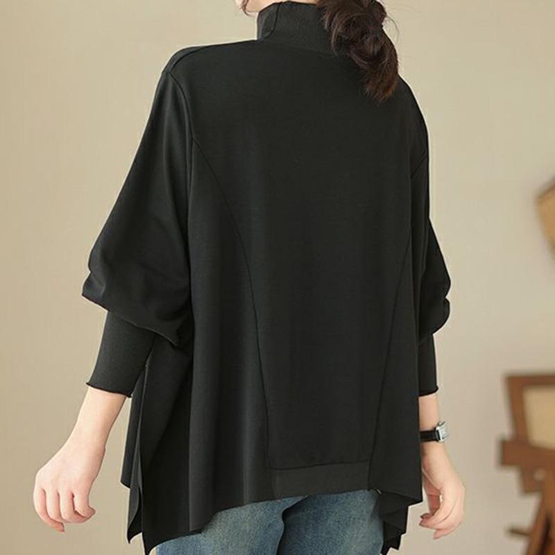 Sweatshirt for Women Cotton Oversize Hooded Fleece Thickened Loose Half-high Neck Casual Pullover Long Sleeve Top Sweatshirt