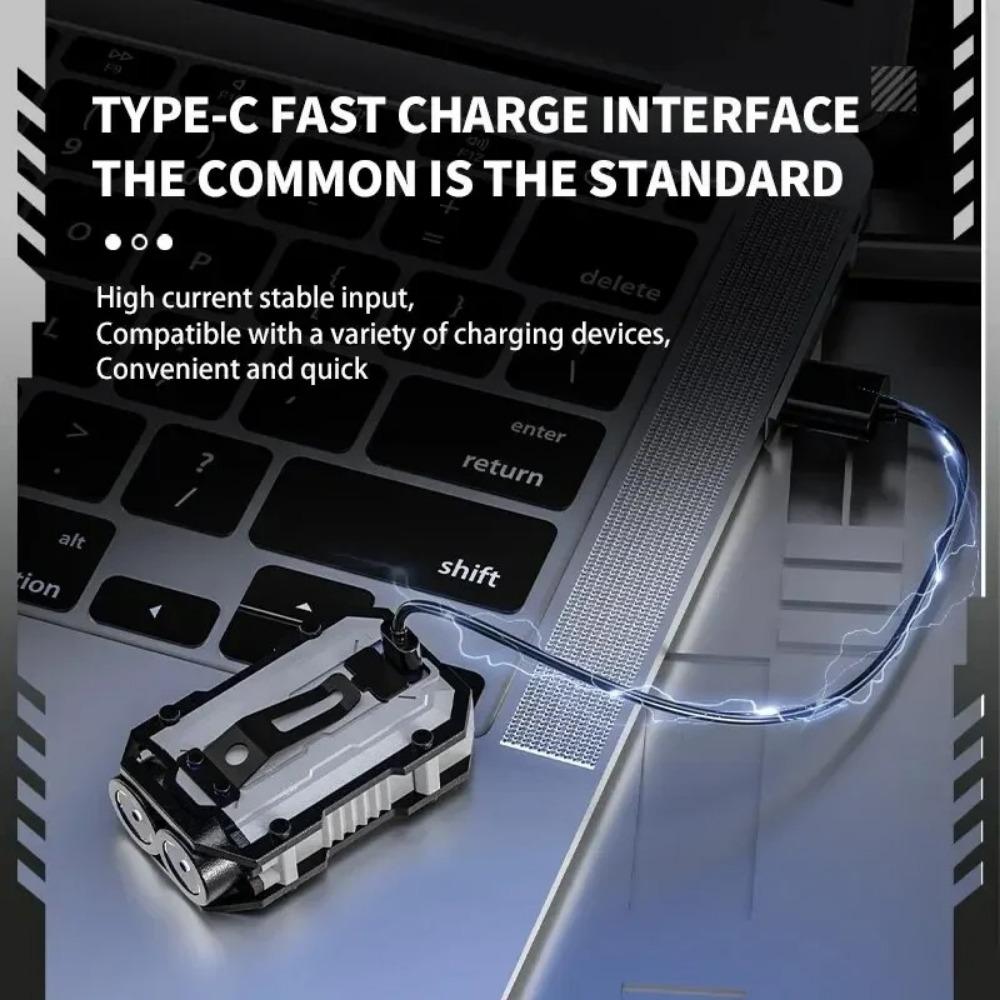 Mini LED Keychain Light Portable Magnetic EDC Flashlight Outdoor Camping Fishing Emergency Work Hat Clip Lamp With FingertipGyro