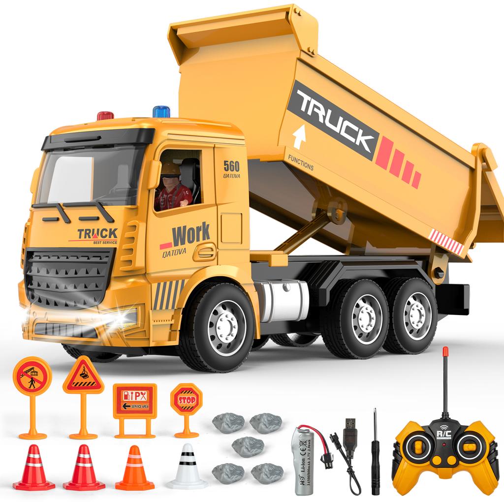 Kbdfa  New 2-In-1 Six Way Remote Control Dump Truck+Mixer Truck Ssimulation Sound One Click Demonstration Children'S Toy