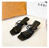 Zhike · Two Women Wearing Cool Slippers 2025 New Summer Mid-heel Thin Strap One-word Belt Versatile Fairy Style Sandals