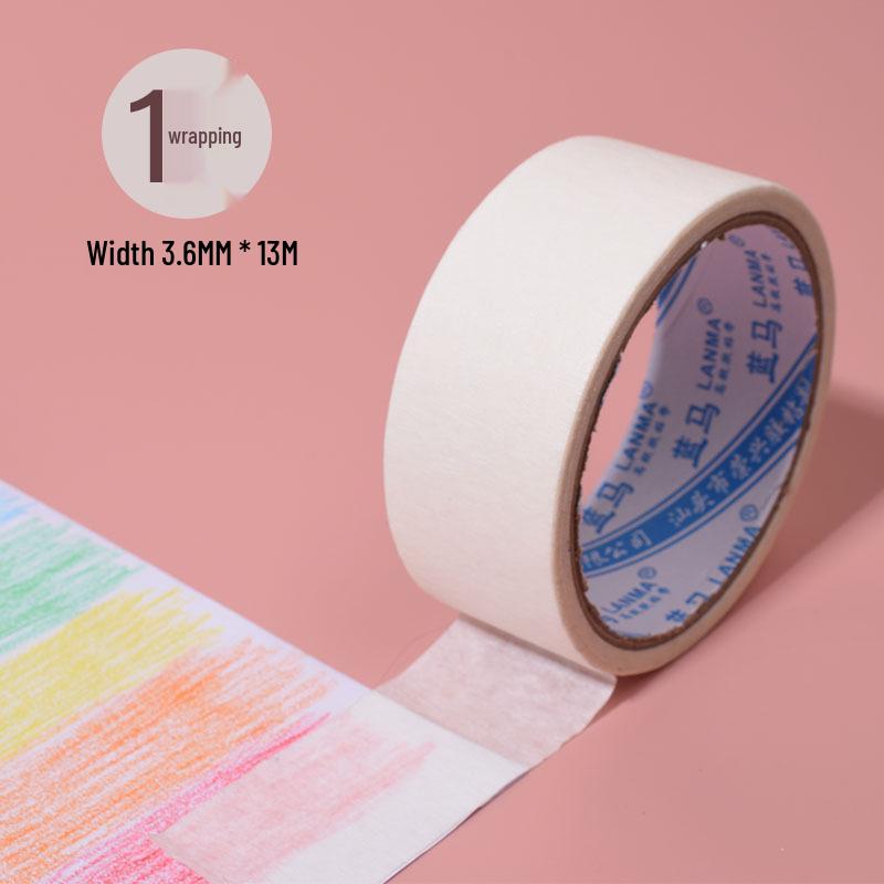 White Crepe Masking Tape: No Residue, Easy to Tear, Writable, Medium Strength Adhesive for Auto Paint & Art.