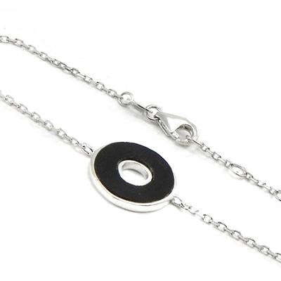 [I3675] - Silberarmband 'Wisdom' Silber-Onyx (rhodiniert) - 15 mm