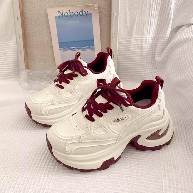 Popular Hong Kong style muffin thick-soled dad shoes women's small men increase in height 2025 new summer versatile casual sports shoes