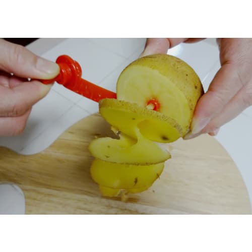 KOKUBO Industries' Tornado Cutter (Spiral Cut/Red) - Hand-Resistant, Perfect for Potatoes and Vegetables, KK247