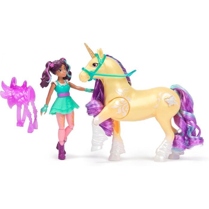 Unicorn Academy Licorne Leaf avec Lumieres et Poupée Ava