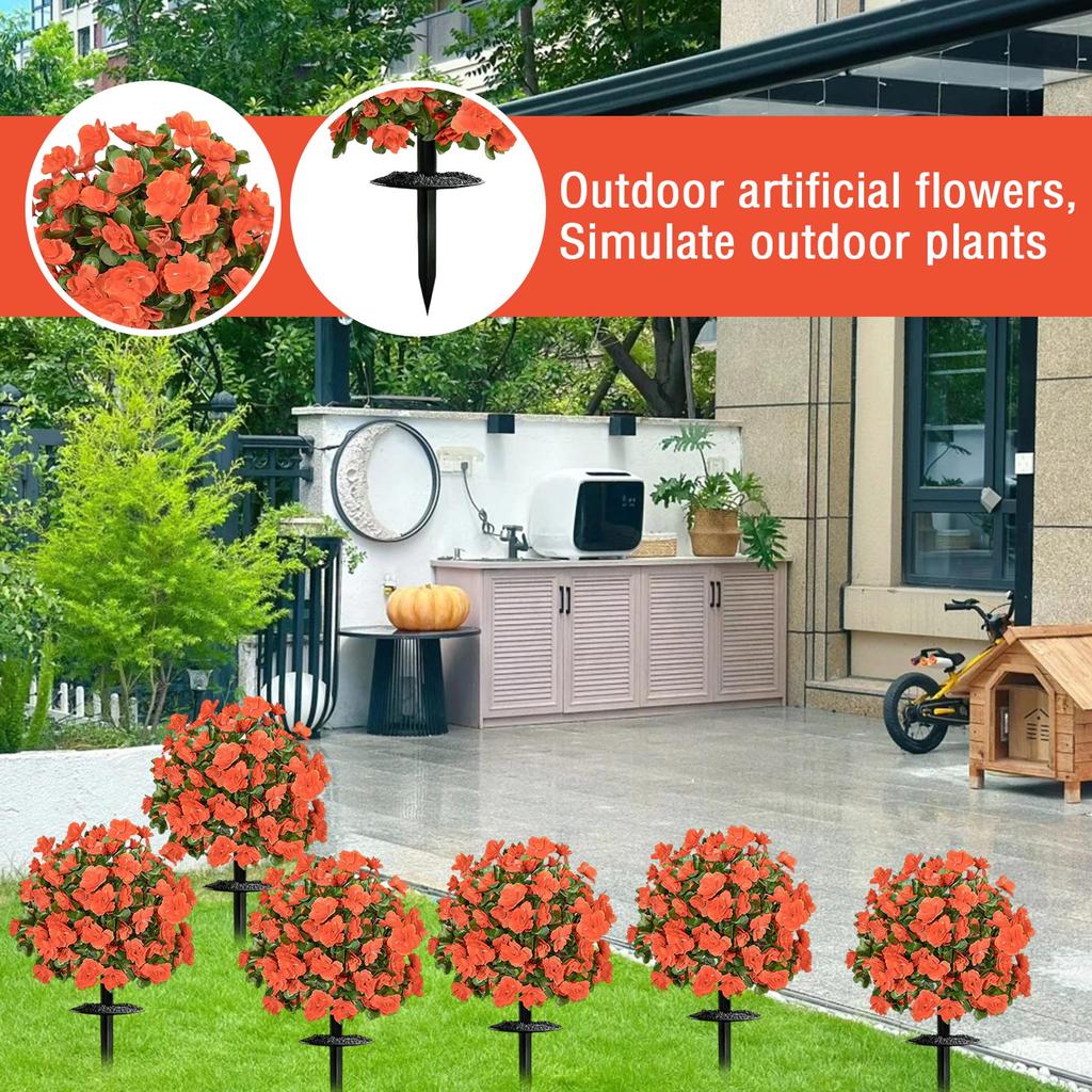 Artificial Outdoor Flowers, Simulated Outdoor Plants, Artificial Plants, Shaped Balls, Artificial Outdoor Set (2 ), With Ground, Suitable For Home Po