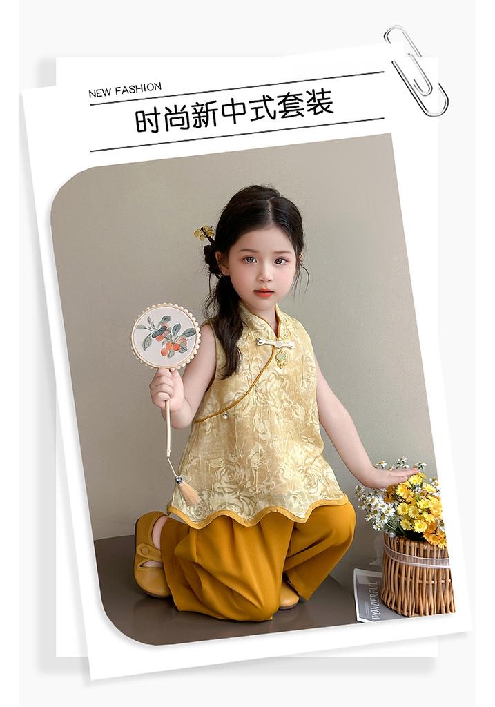 Girls' Summer Style Chinese Style Set 2026 New Hanfu Baby New Chinese Style Sleeveless Top Wide Leg Pants Summer Tang Dress