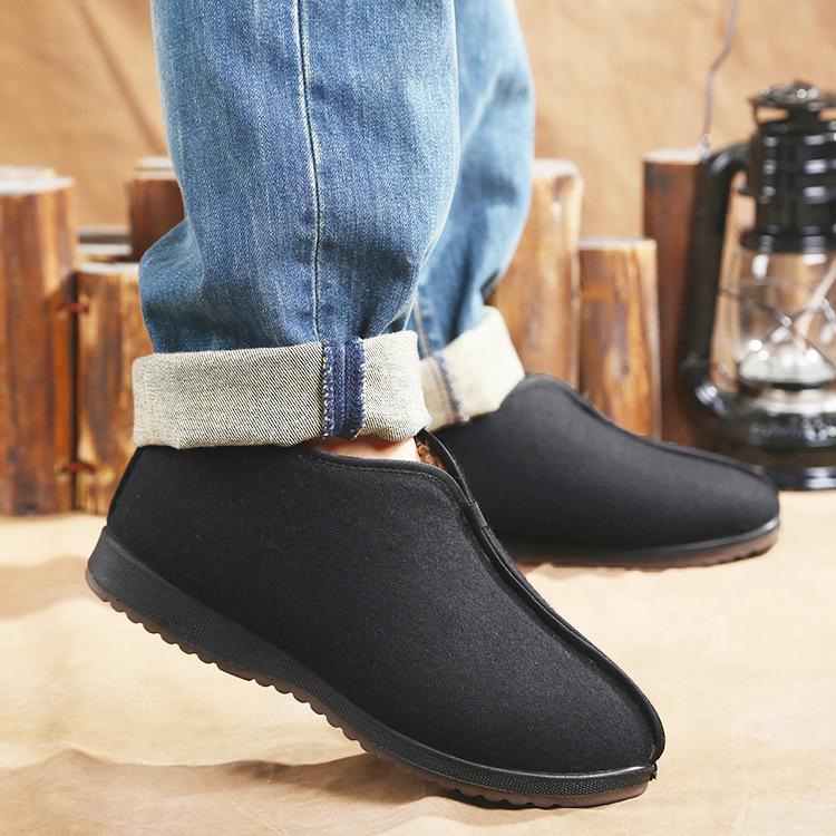 Winter Man Casual Cotton Shoes Warm Plus Velvet Old Beijing Cloth Shoes Men Comfortable Shoes