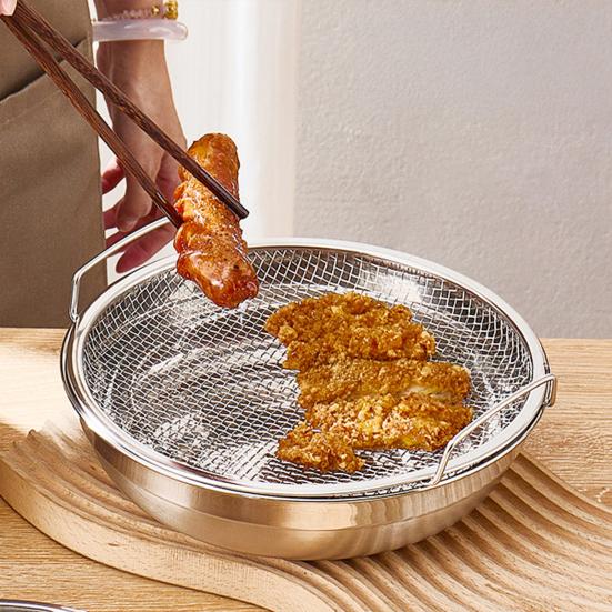 Stainless Steel Filter Basket Reusable Round Mesh Tray Frying Grilling Kitchen Strainer Fruit Vegetable Water Filter Basket