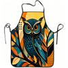 1pc Abstract Owl Art Print Apron, Durable And Easy To Clean, Adjustable Waistband, Polyester Material, for Kitchen Cooking, Gardening, Orchard Picking