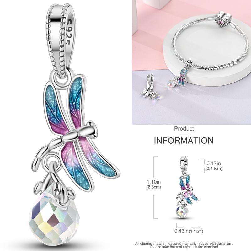 Copper Dragonfly Butterfly Pendant Charms Bead Fit Original Bracelet Bangle Women Jewelry Girl Making Beads