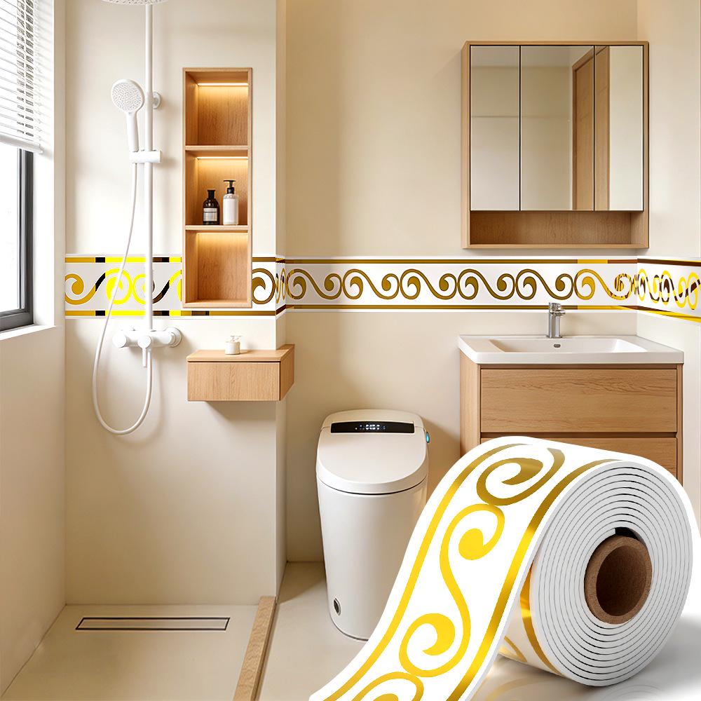 Thickened Waterproof PVC Self-Adhesive Tile-Look Baseboard Sticker