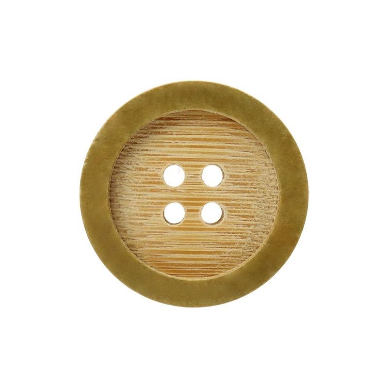 10Pcs Bamboo Button Green Ring, Bamboo Button Wide Edge Four Eyes Cotton And Linen Shirt Cardigan Button Retro Coat Button